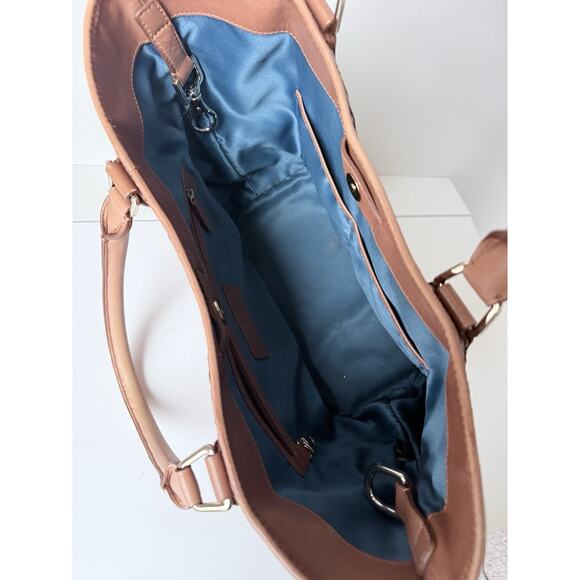 Cole Haan Genevieve Leather Woven Tote In Brown Leather Handbag 16x9.5x6 In - Picture 5 of 10